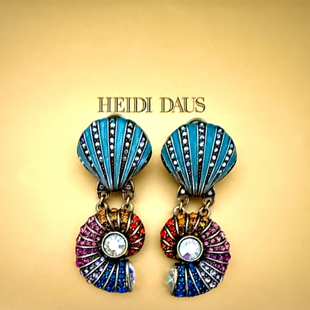 Heidi Daus Down by the Sea Vibrant Shell Earrings with Jewel Accents